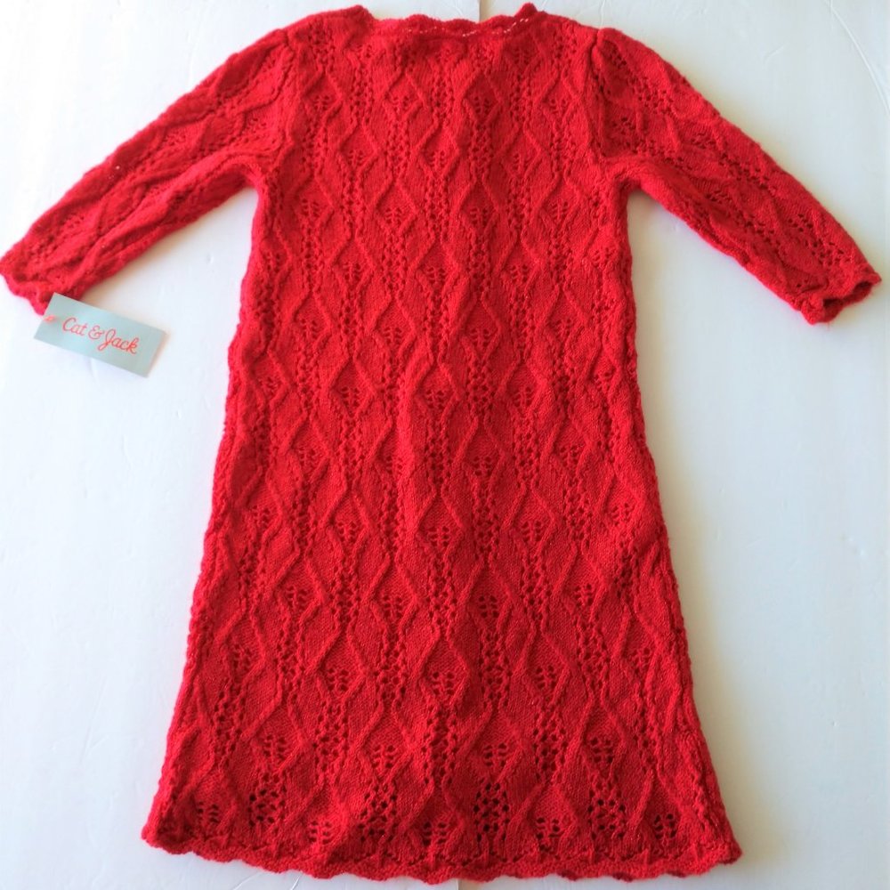 Cat & Jack Girl's Red Crochet Style Sweater Dresses with Sparkles NWT - Picture 12 of 16